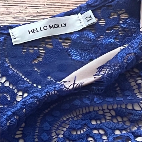 Hello Molly Dark Blue Bodycon Lace Dress Sz 12 - Picture 8 of 8